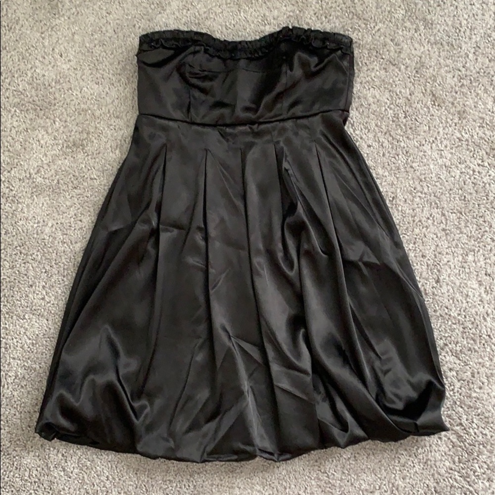 Silky Short Black Strapless Dress